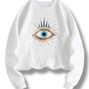 Hermosa Sudadera blanca super ojo dorado y azul by Monelis10