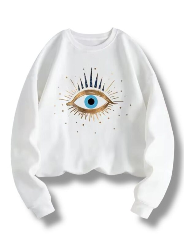 Hermosa Sudadera blanca super ojo dorado y azul by Monelis10