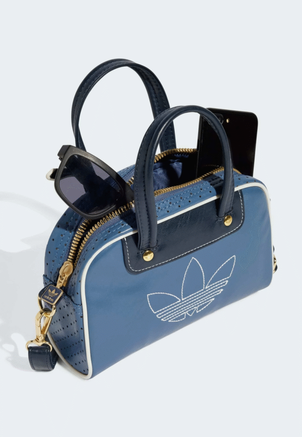 Bolso de mano azul vintage mini bowling adidas original - Imagen 6