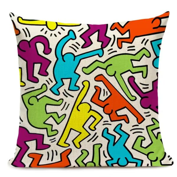 Simpáticas fundas para cojines medidas 45x 45 cm con dibujos del artista Keith Haring - Imagen 14