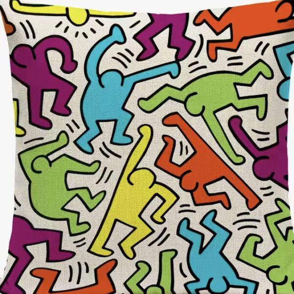 Simpáticas fundas para cojines medidas 45x 45 cm con dibujos del artista Keith Haring - Imagen 15