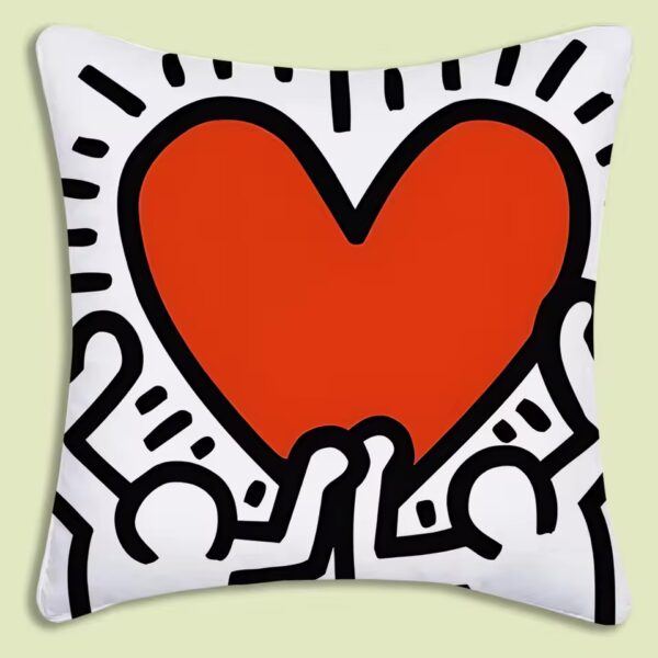 Simpáticas fundas para cojines medidas 45x 45 cm con dibujos del artista Keith Haring - Imagen 8
