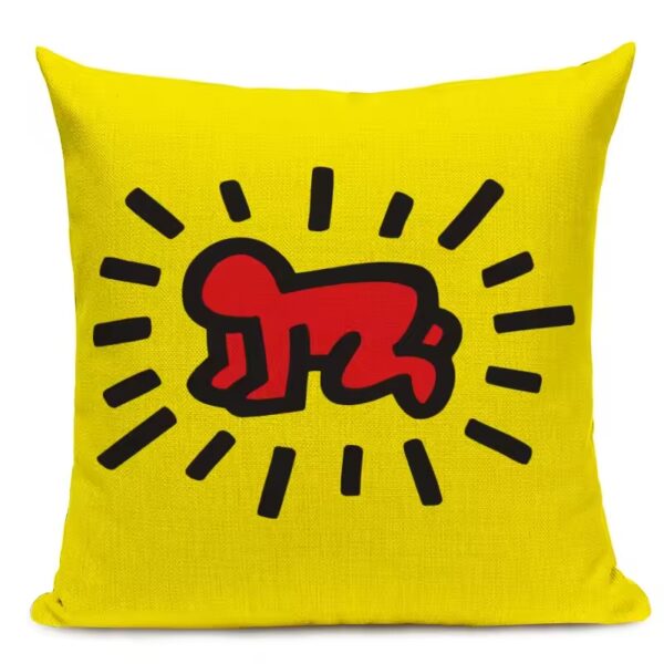 Simpáticas fundas para cojines medidas 45x 45 cm con dibujos del artista Keith Haring - Imagen 3