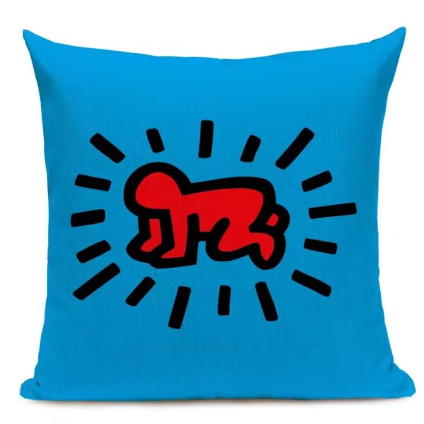Simpáticas fundas para cojines medidas 45x 45 cm con dibujos del artista Keith Haring - Imagen 2