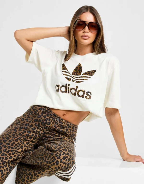Adidas Originals Camiseta Boyfriend Trefoil Leopard Print